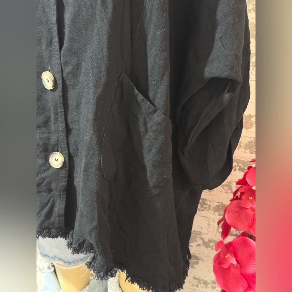 Umgee Black Button-Up Jacket - Picture 4 of 6